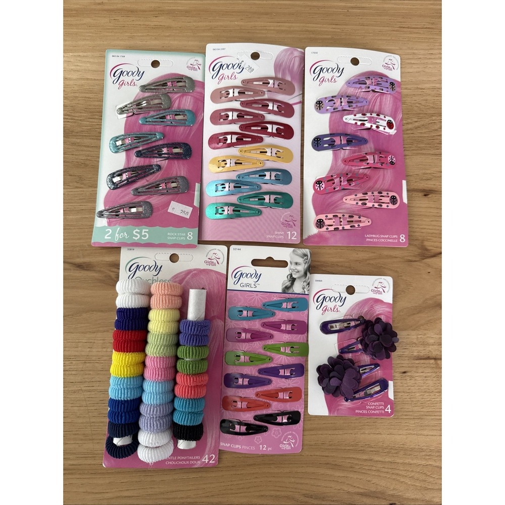 Goody Snap Hair Clips, Hair Ties, Assorted Hair Accessories Lot Of 6 Packages